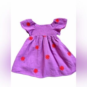 Toddler Girl Dress 3T Purple Floral Smocked Cute Summer Dress Cotton